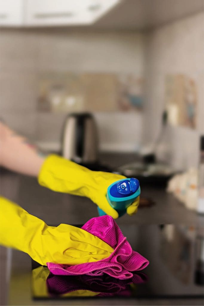 Carfagno teams cleaning a kitchen top in ocean county, nj